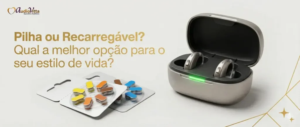 Aparelho Audivito de Pilha ou Recarregável? Qual a melhor opção para o seu estilo de vida?